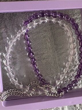 $25 for 3- Purple and Clear Beaded bracelet set